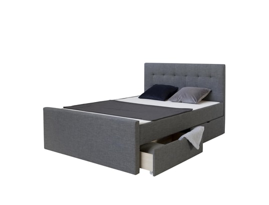 HOMESTYLE4U - Lit avec rangement Lit double 120x200 gris sommier à lattes tête de lit tissu ...