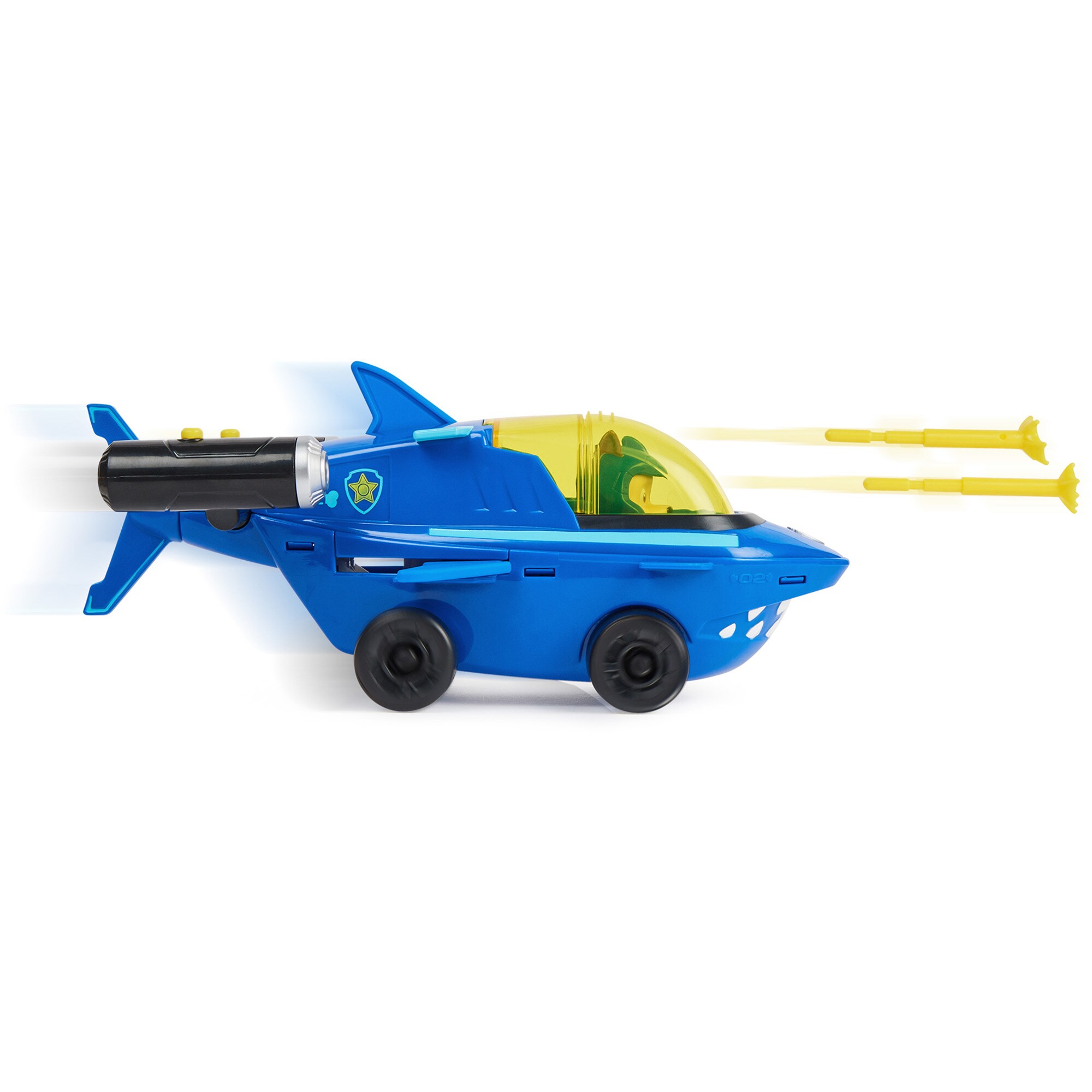 Spin Master Spielfahrzeug Paw Patrol Aqua Pups - Basis Fahrzeug im Hai-Design mit Chase-Welpenfigur