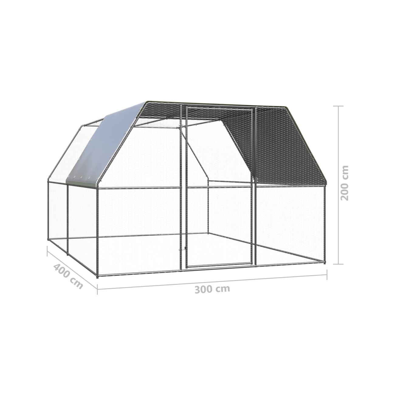 VidaXL Hühnerkäfig mit Teilüberdachung 3 m, 4 m, 2 m