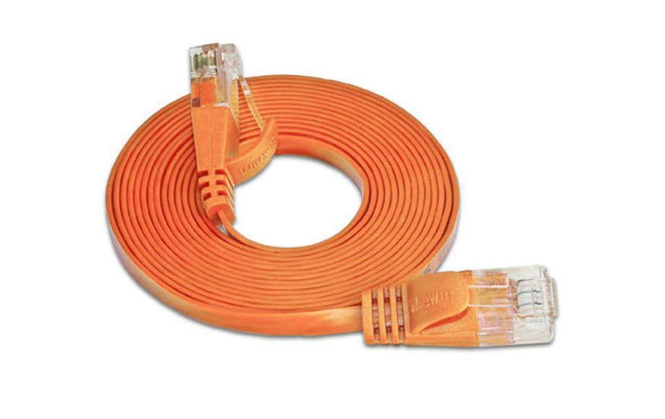 Slimpatchkabel RJ-45 - RJ-45, Cat 6, UTP, 5 m, OrangeUnscreened/Unshielded Twisted-Pair-Kabel (UTP) mit Klinkenschutz