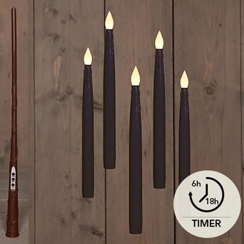 Anna's collection - Zwevende LED Kaarsen - Zwart - 5x Stuks - 28 cm - Afstandsbediening