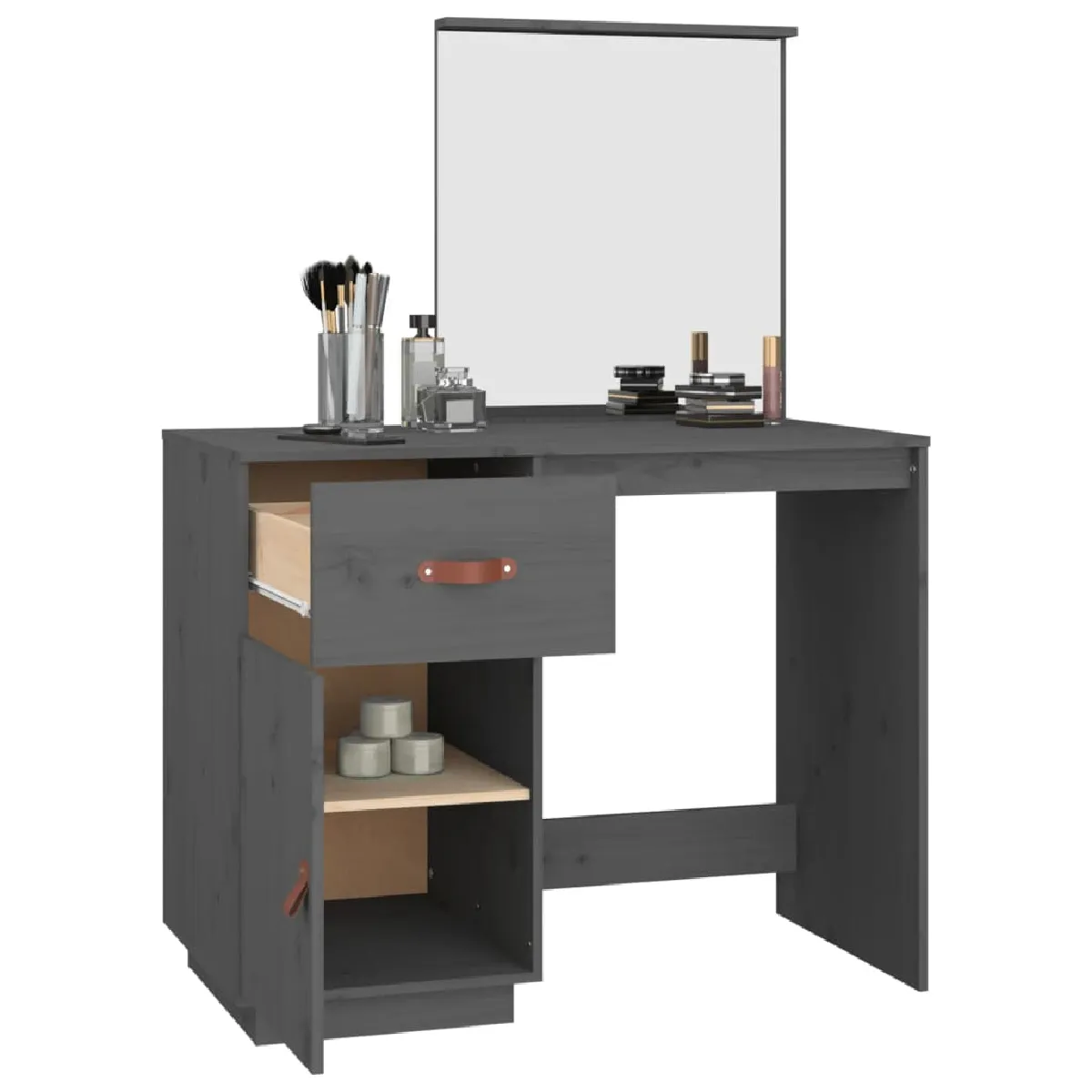 vidaXL Coiffeuse bois pin massif - Gris