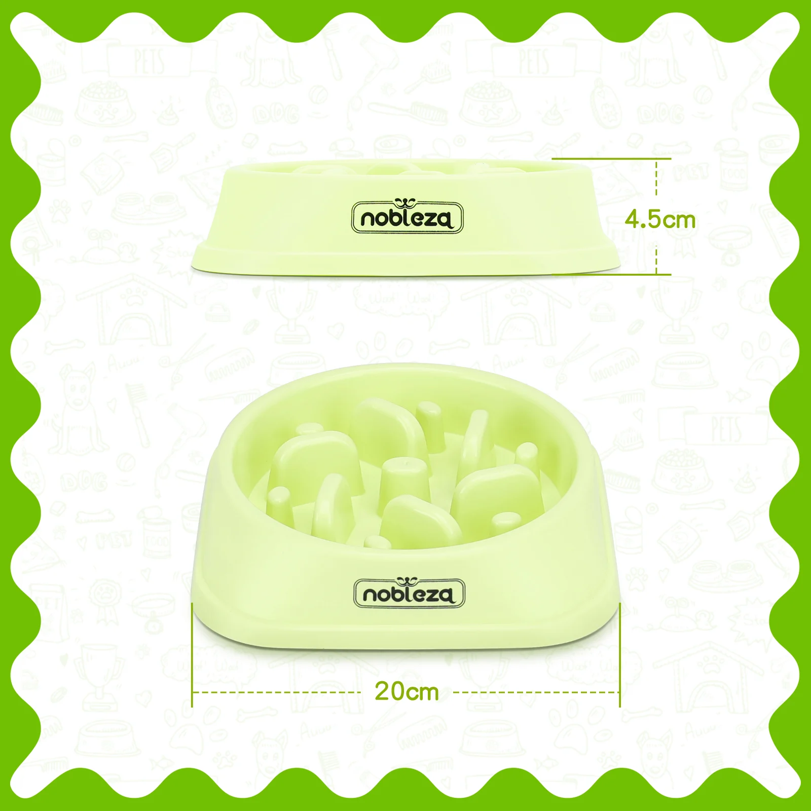 Comedouro Nobleza Anti-Engasgo, Tigela Antiderrapante para Cães, Durável e Atóxico, Previne Engasgos, para Cães de Porte Médio e Grande, Verde