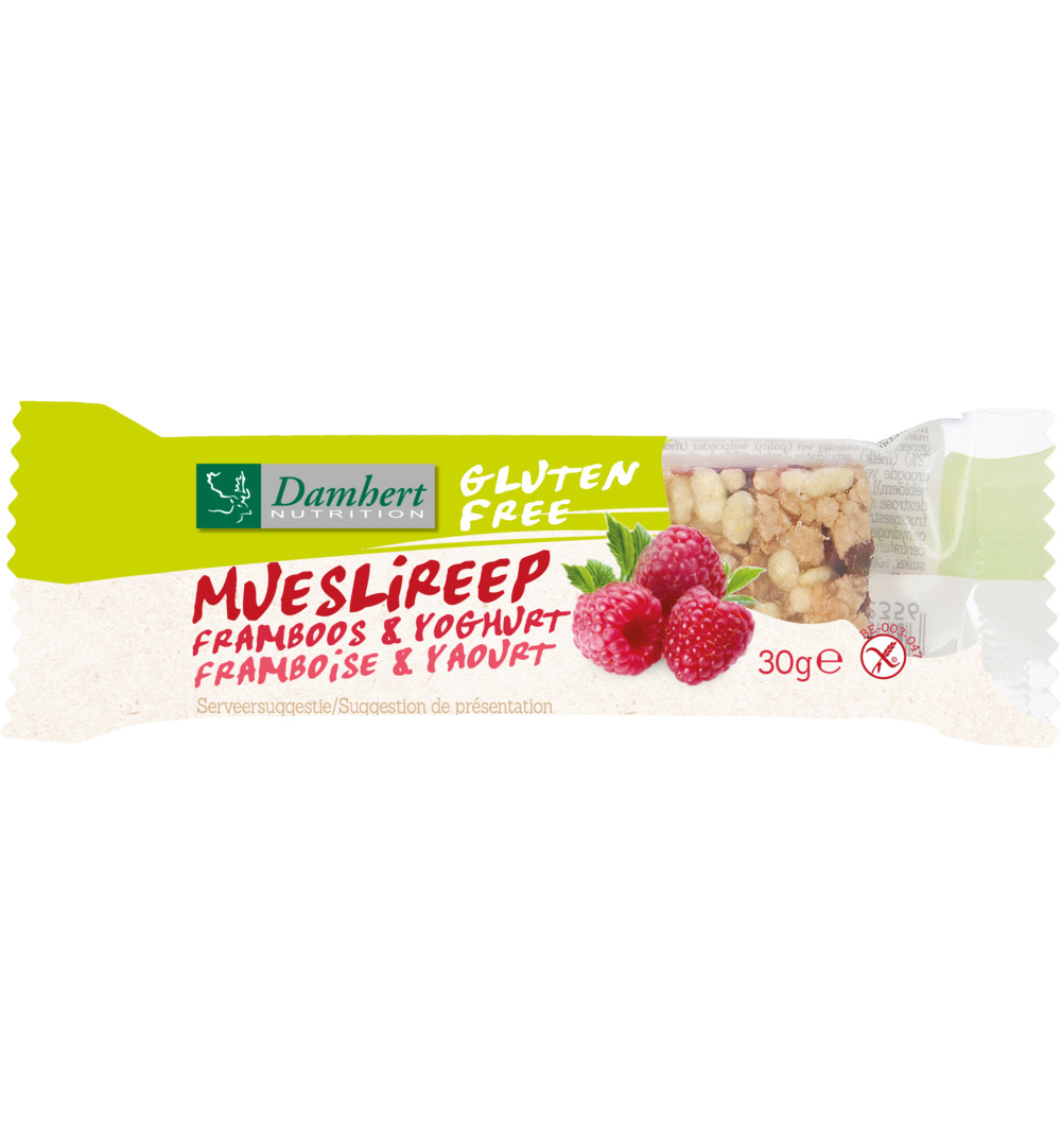 Damhert Mueslireep Framboos Glutenvrij (30 gr)