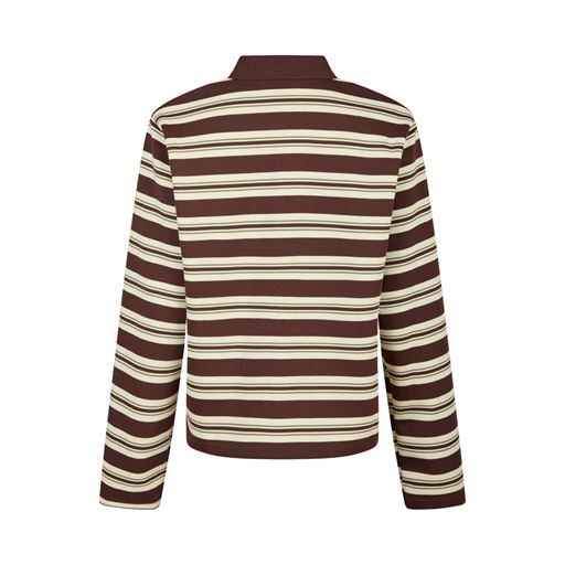 Neo Noir Mala Stripe Polo Bluse, Brown, 42