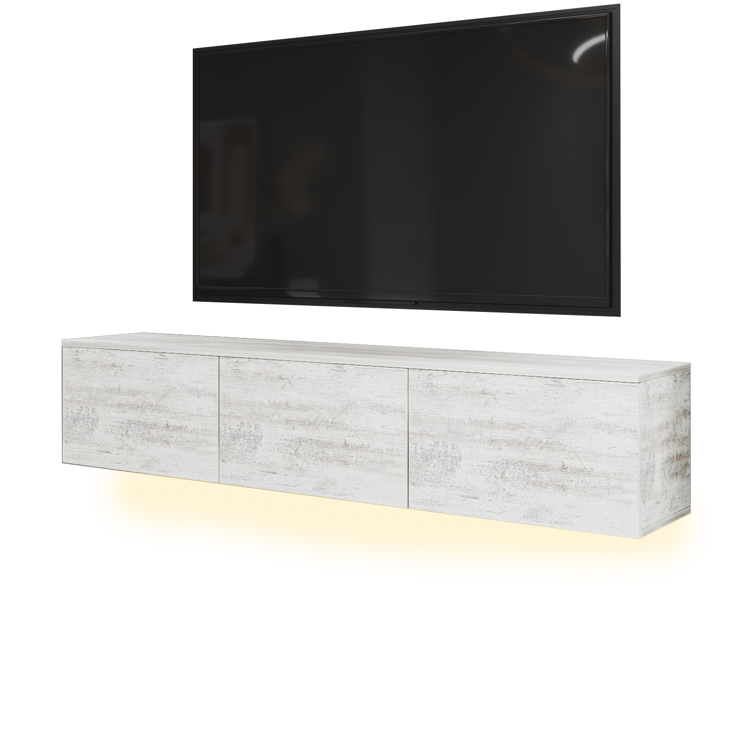 TV-Lowboard - weiß-grau - mit LED-Beleuchtung