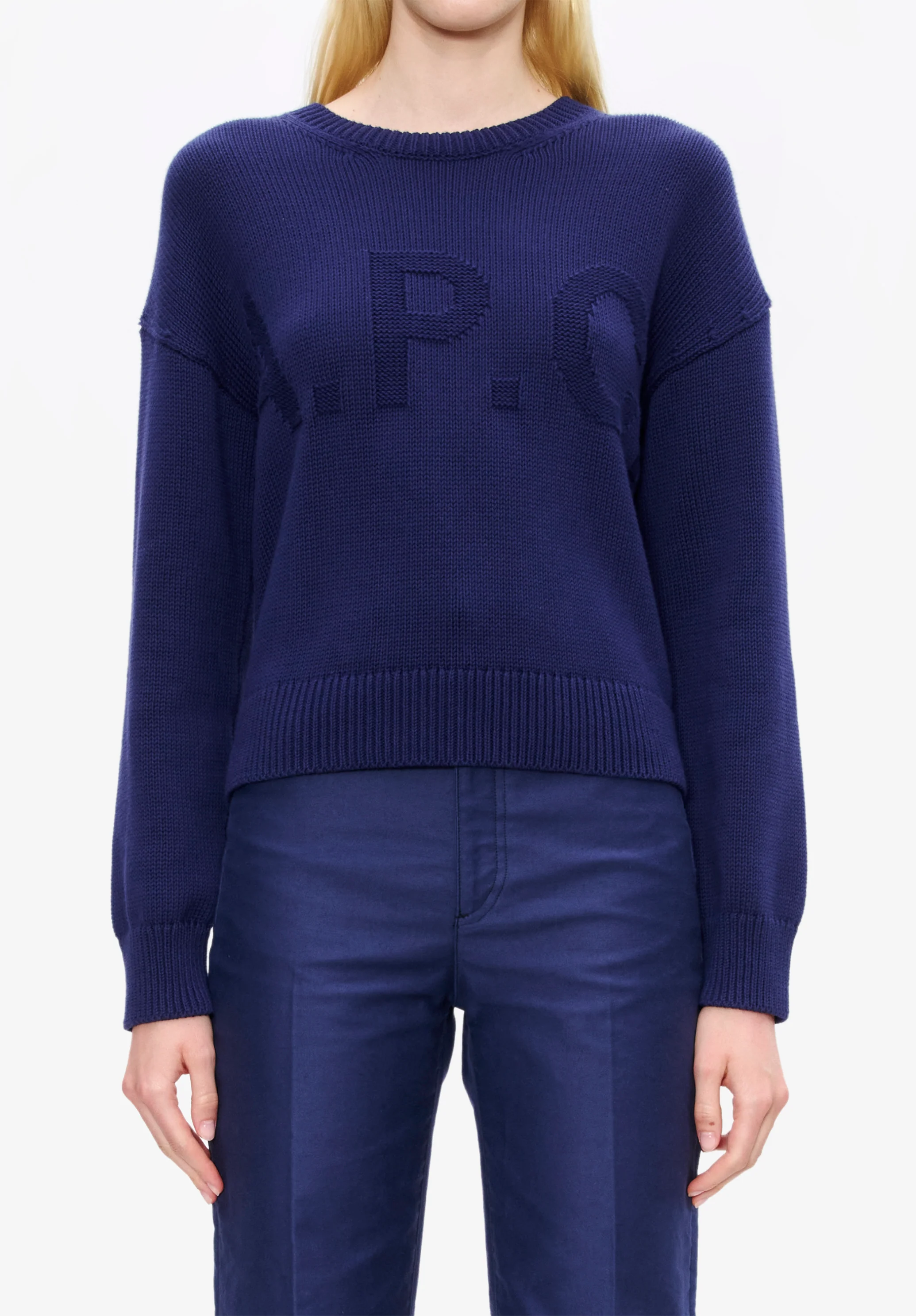 pull col rond - Bleu fonce