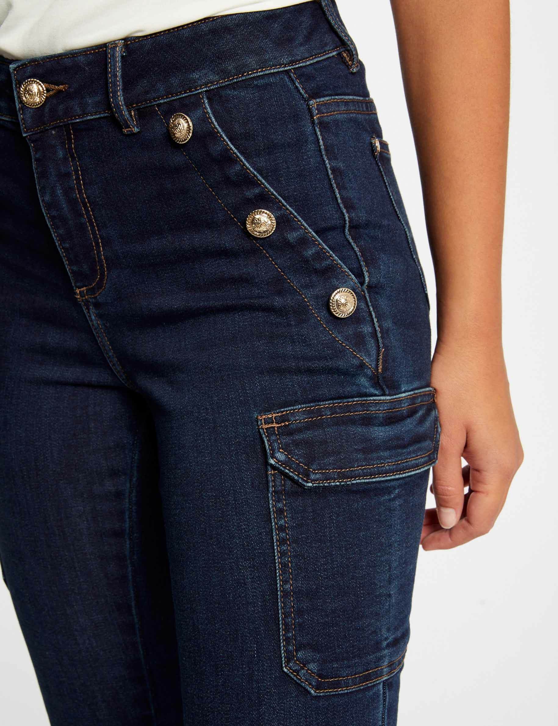 Jeans cargo skinny à ponts jean brut femme - jean_brut