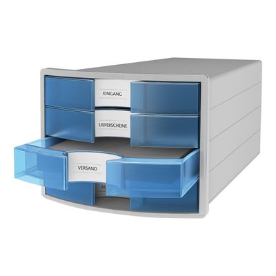 HAN Impuls - Module de classement 4 tiroirs - gris/bleu translucide