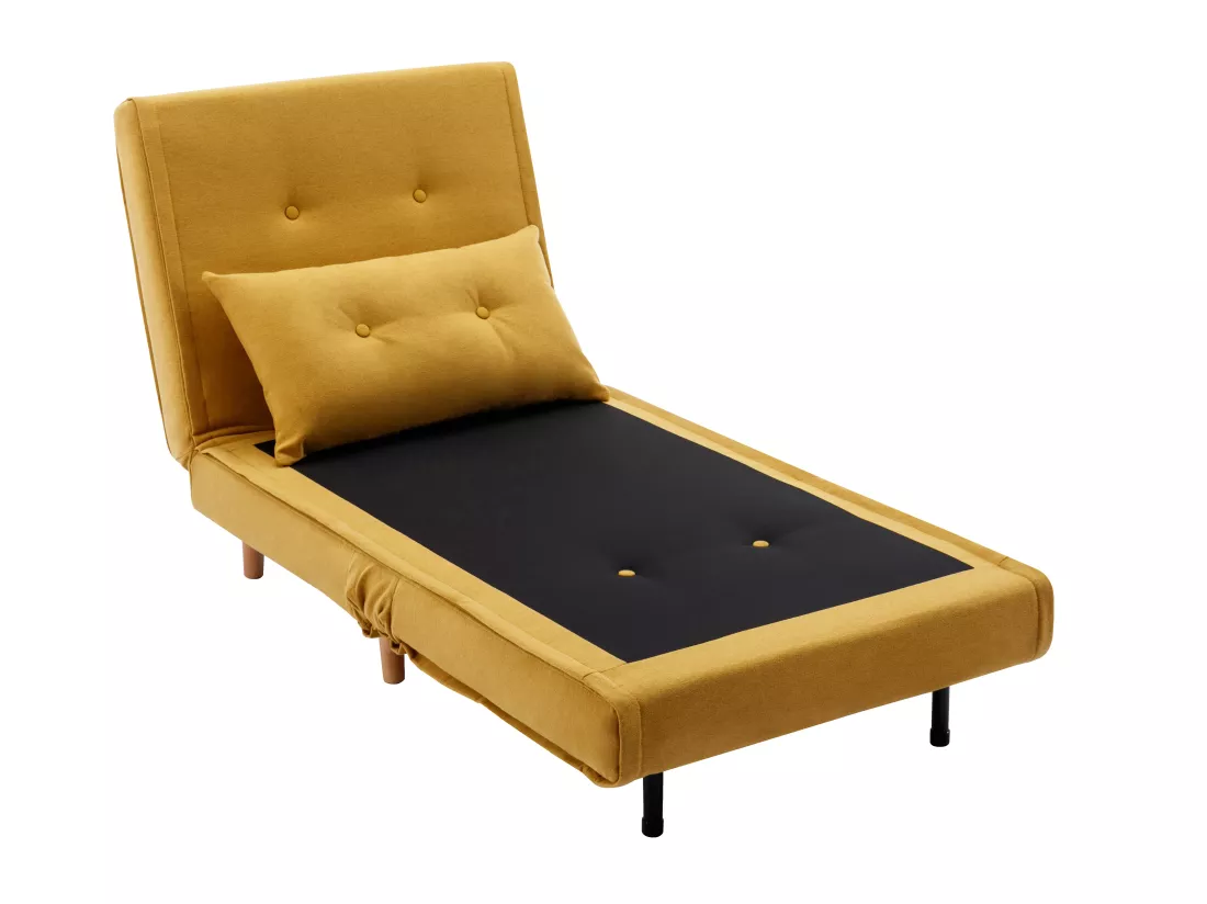 Fauteuil convertible en tissu jaune moutarde URIBIA