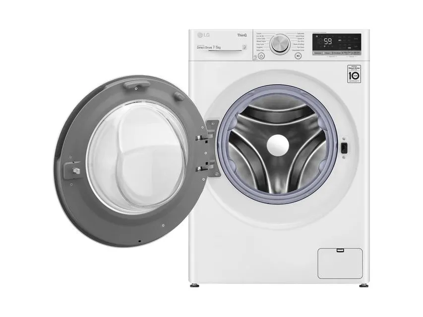 LG W2DV507N0WS - Vaske-/ tørremaskine - Wi-Fi - bredde: 60 cm - dybde: 53.5 cm - højde: 85 cm - frontbetjening - 7 kg - 1170 rpm - hvid med sort dør