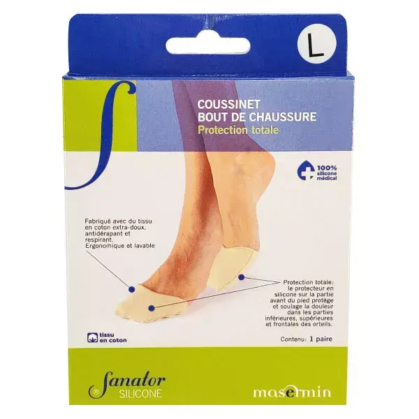 Protetores de silicone para dedos de sapato Sanator, tamanhos 42-44, 1 par.