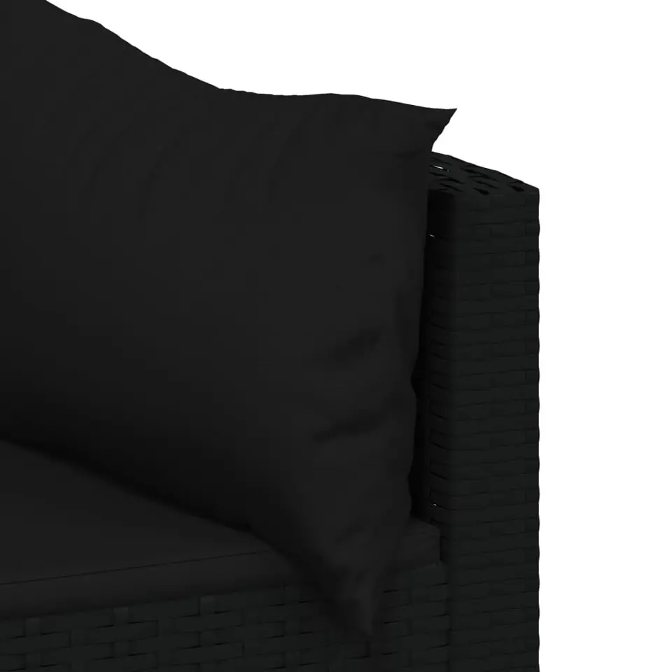 vidaXL - Loungeset - Zwart - Poly rattan - 3 stuks - Met kussens