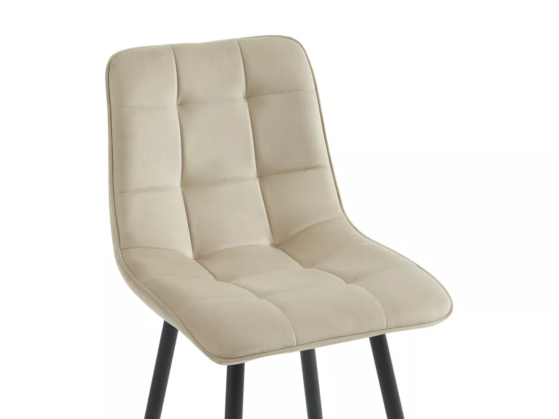 Lot de 2 tabourets de bar matelassé en velours et métal - Beige - OLLUA