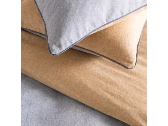 Drap housse en flanelle coton 57 fils uni gris 140x190cm