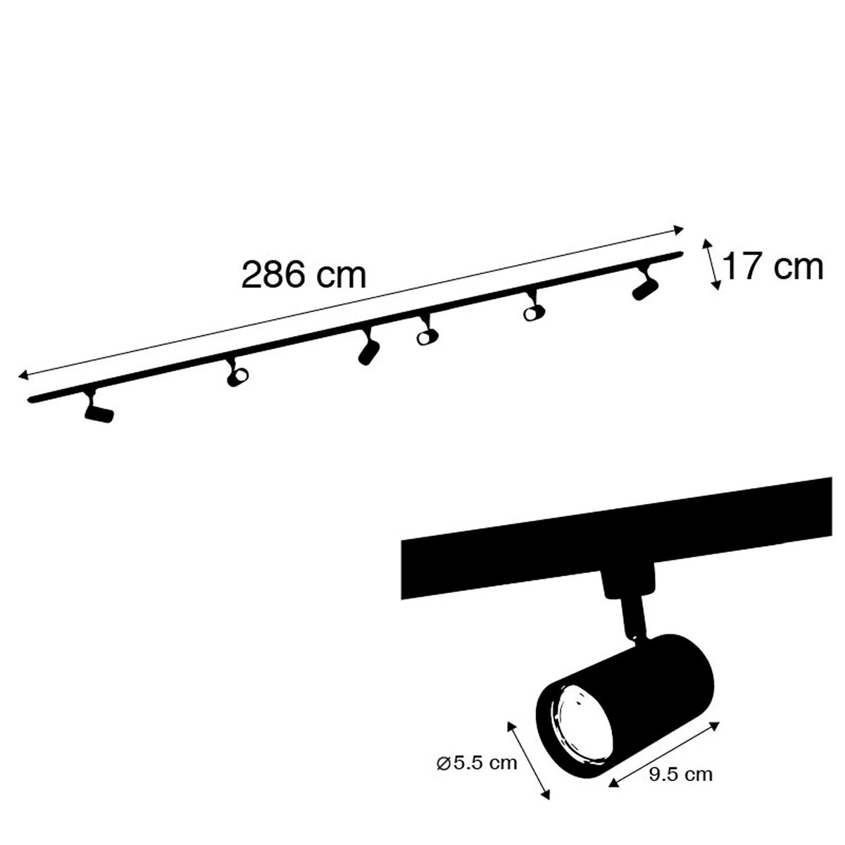 Modern railsysteem met 6 spots wit 1-fase 300cm - Iconic Jeana