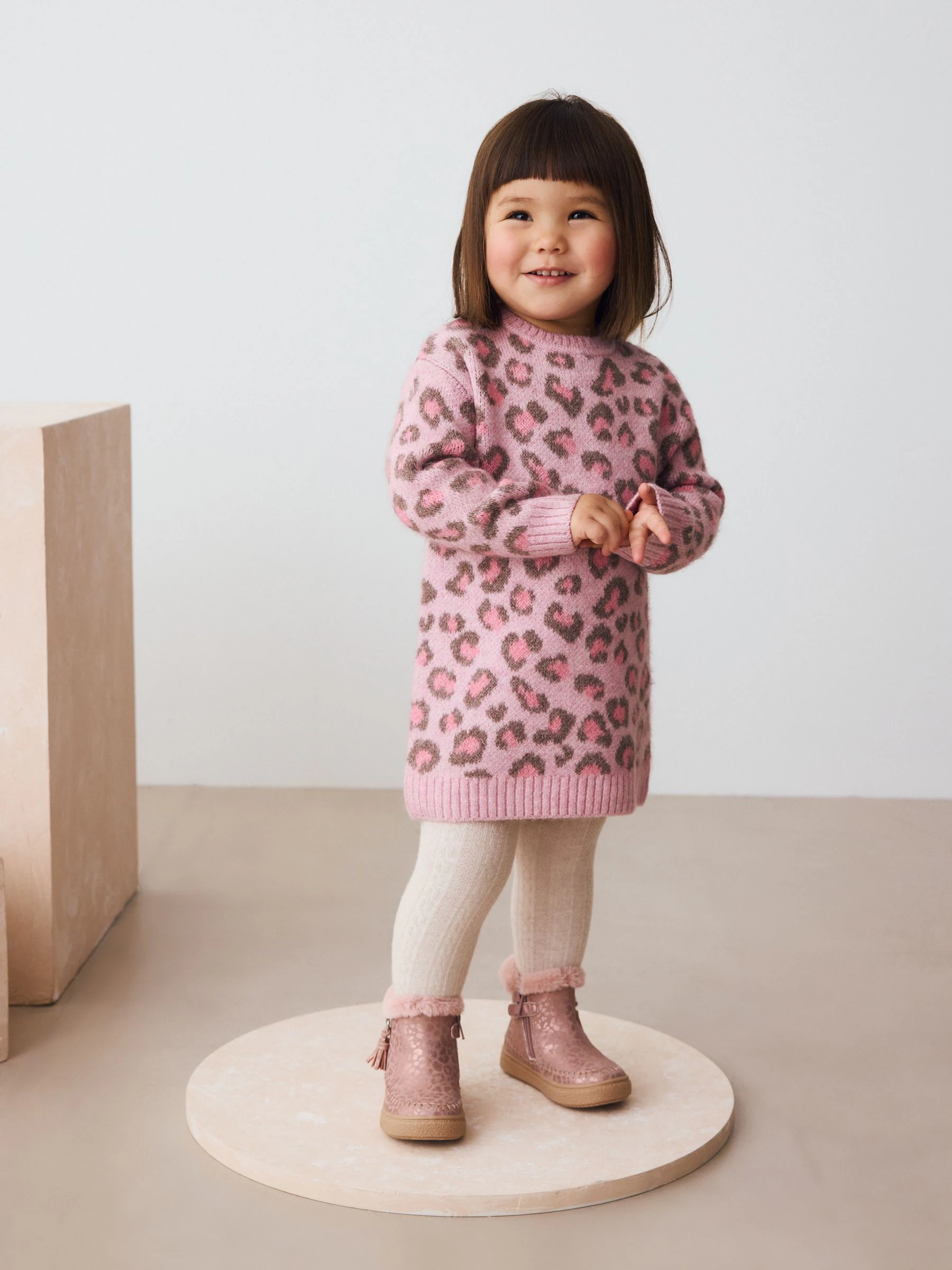 Roze - Leopard Print Jumper Dress (3mths-7yrs)