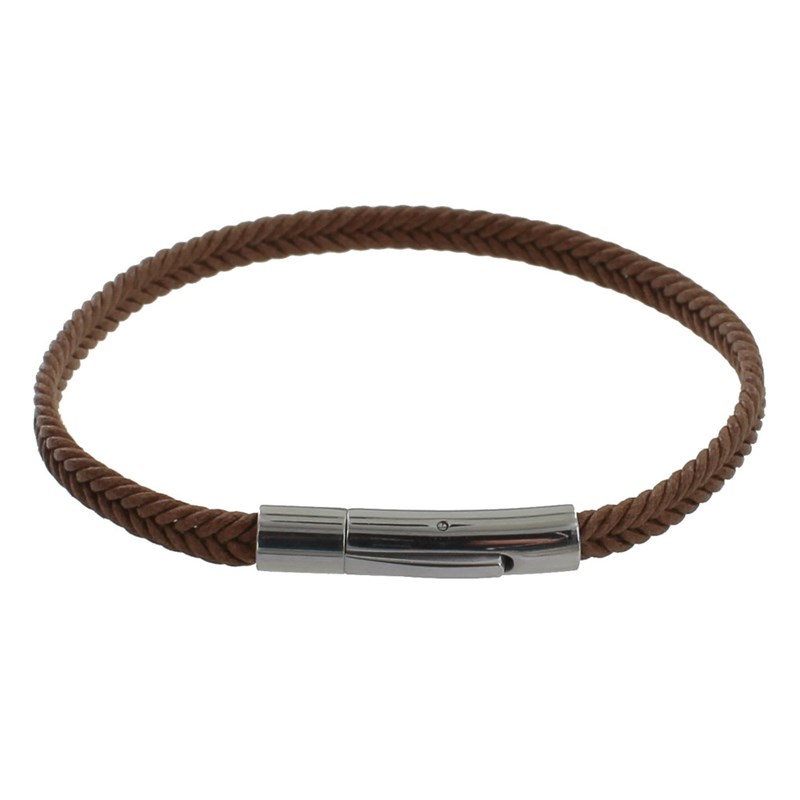 Bracelet Homme Tresse en Coton Marron Clair - taille 19 cm