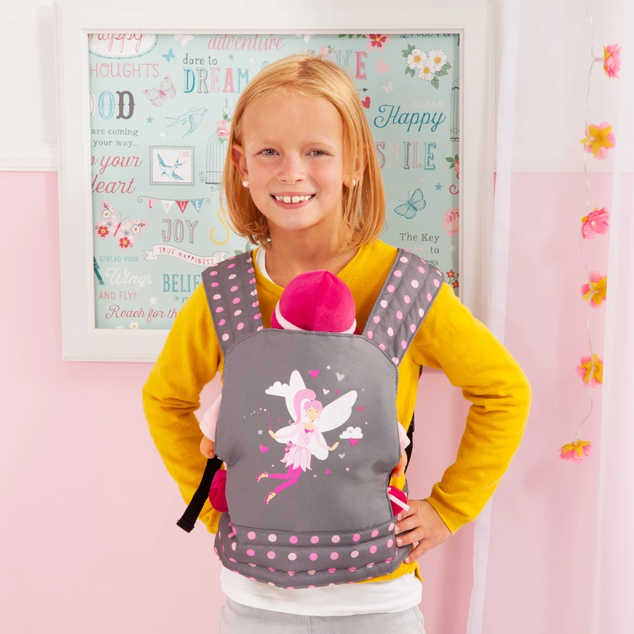 bayer Design Puppen-Tragegurt, graurosa, mit Punkten und Fee