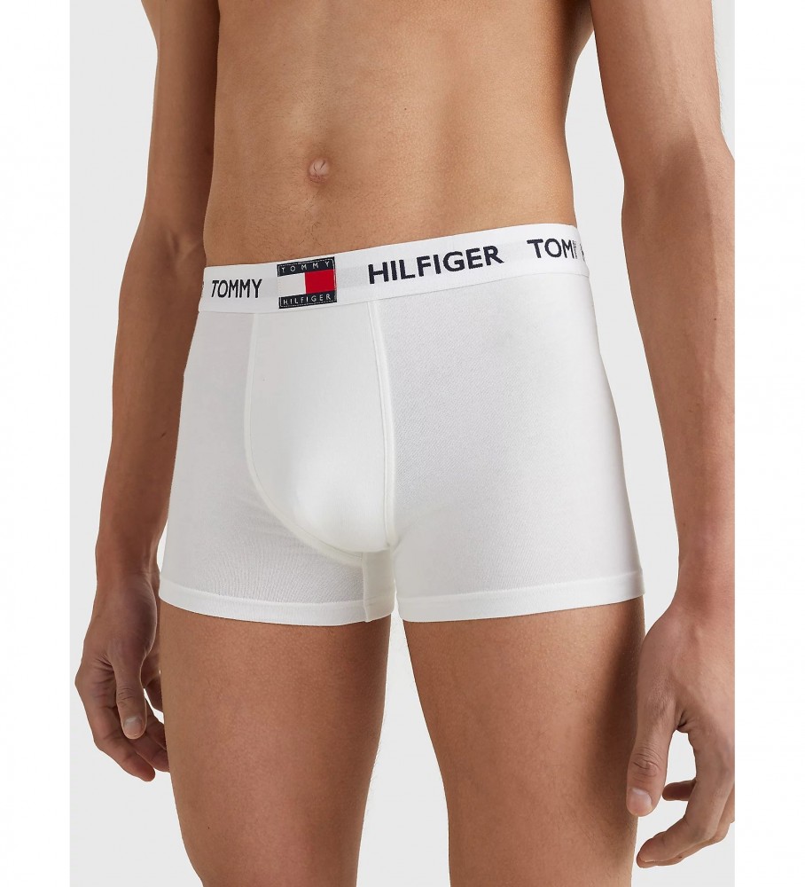Cueca boxer Tommy Hilfiger com logo, tamanho 85, branca.