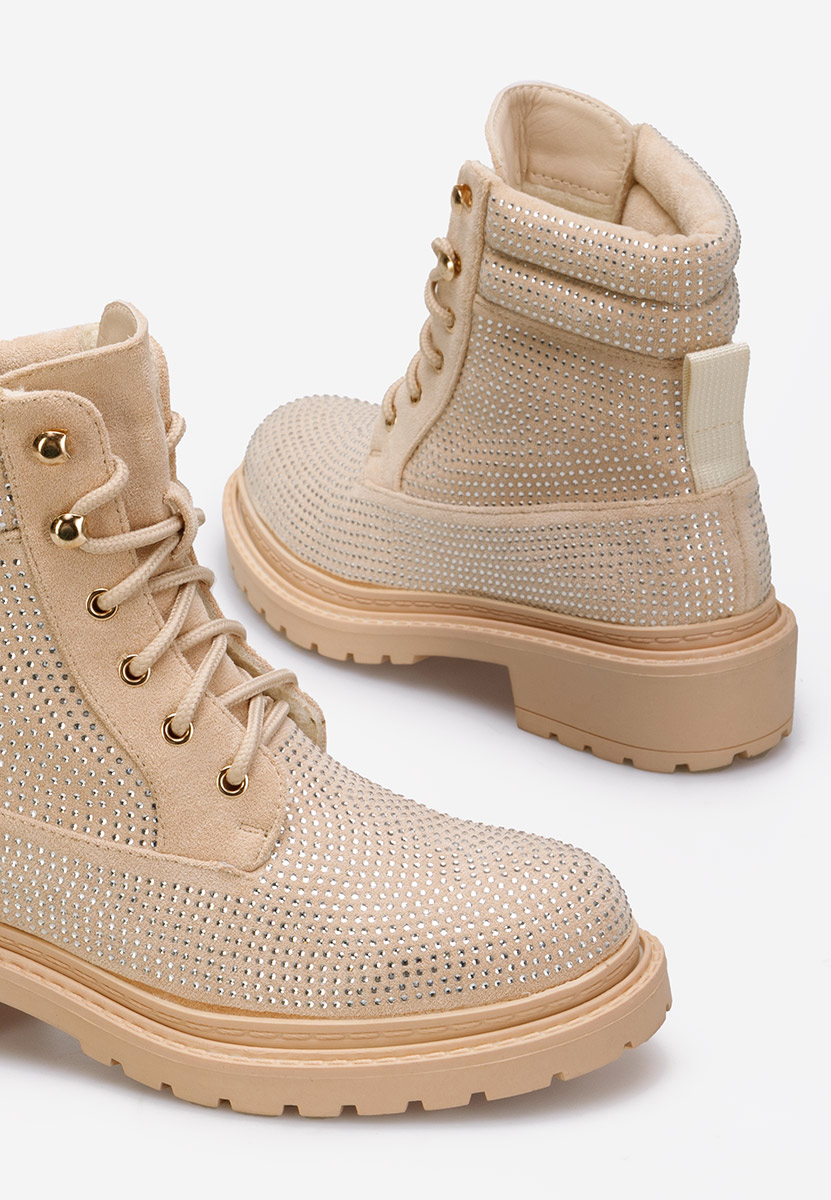 Bottines à lacets femme beige Preta