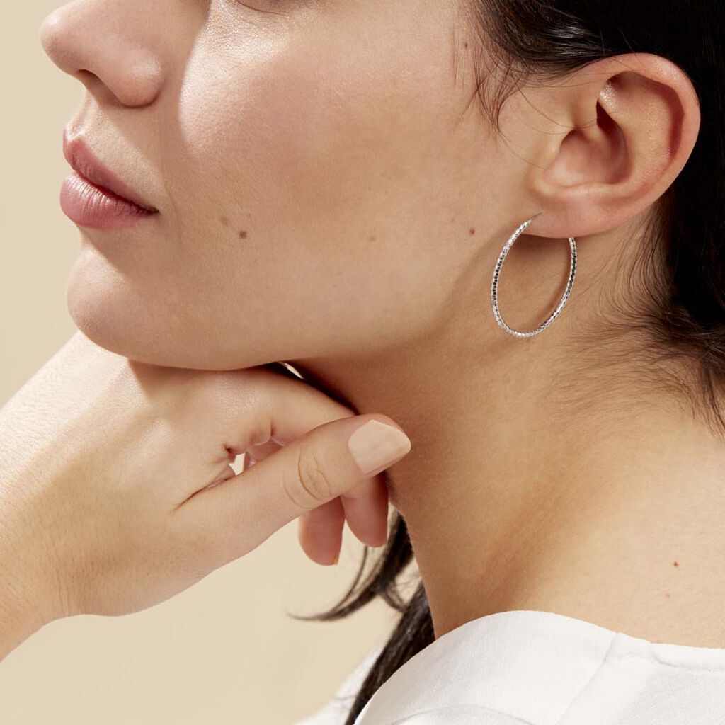 Créoles Argent Blanc Agathe