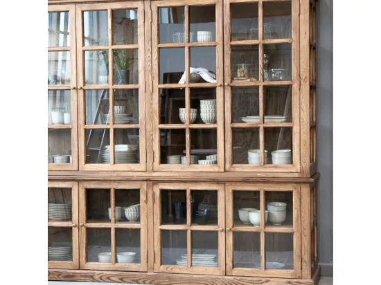 Meuble armoire vitrine en bois marron et verre 220 x 55 x 195 cm