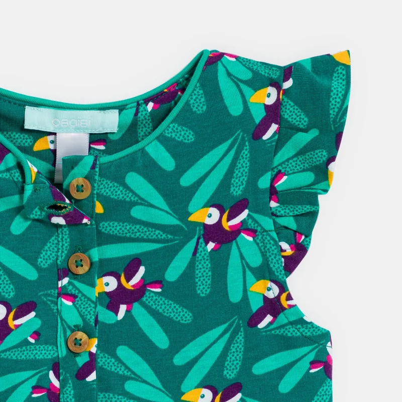 Combi courte légère imprimée vert bébé fille Gris ou noir