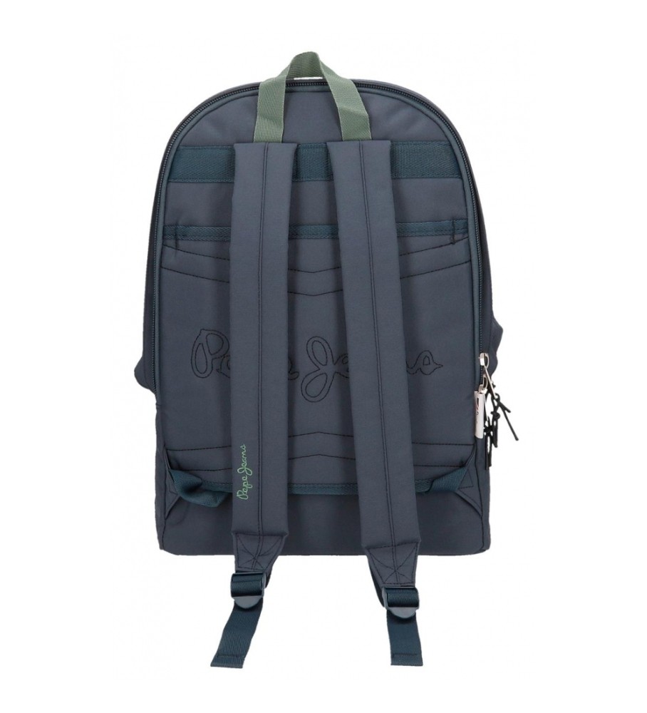 Mochila para laptop Pepe Jeans Tom com dois compartimentos, azul escuro.