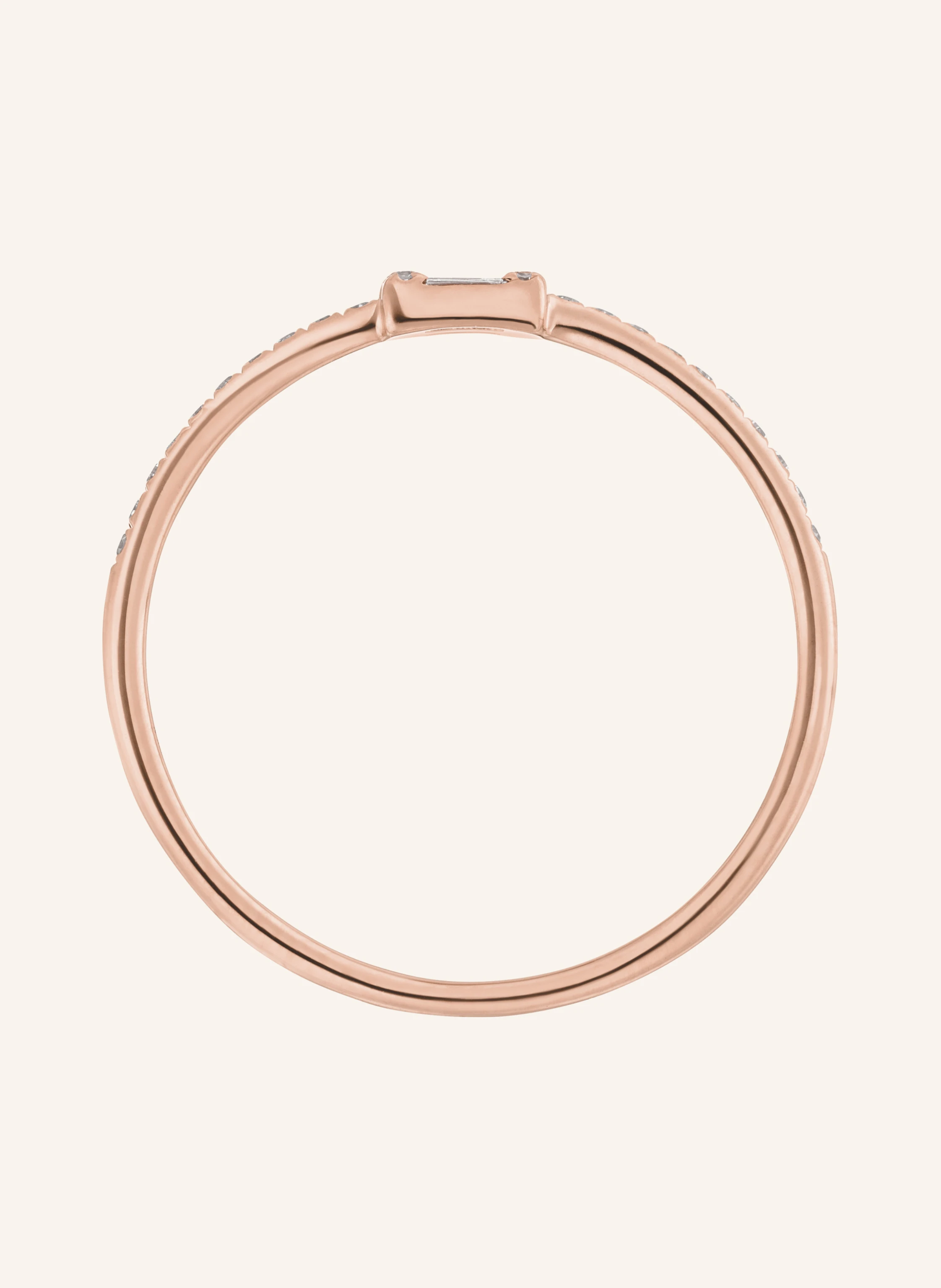 Leaf Ring TINY BAQUETTE aus 14 Karat Roségold mit Diamanten