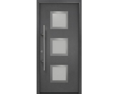 EcoStar ISOPRO Secur IPS 810S voordeur, 1100 x 2100 mm, linksdraaiend, CH703 antraciet metallic, inclusief beslagset, RVS-greep, veiligheidsprofielcilinder met 5 sleutels
