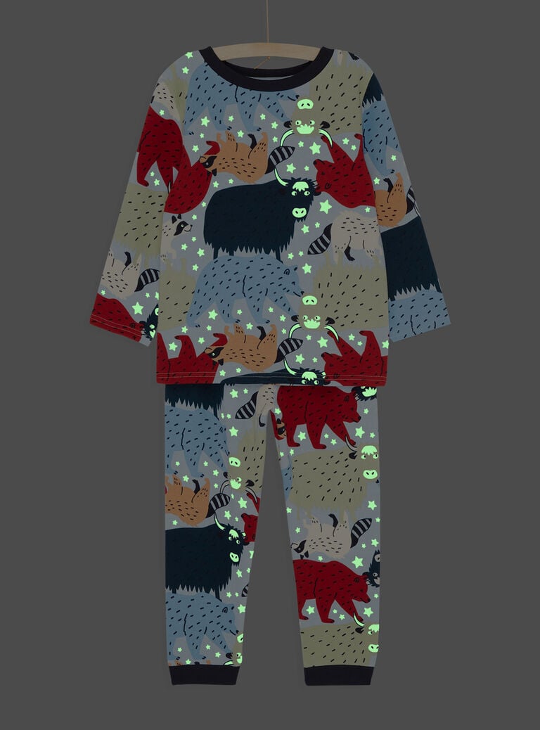 Ensemble pyjama bleu marine phosphorescent à imprimé animaux
