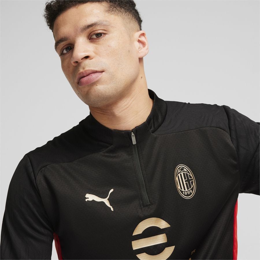 Milan AC Maillot d'Entraînement Fermeture Éclair 1/4 - Noir/For All Time Red