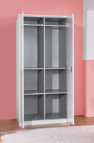Drehtürenschrank Cindy2 Weiß/Rosa 95x199x58 cm