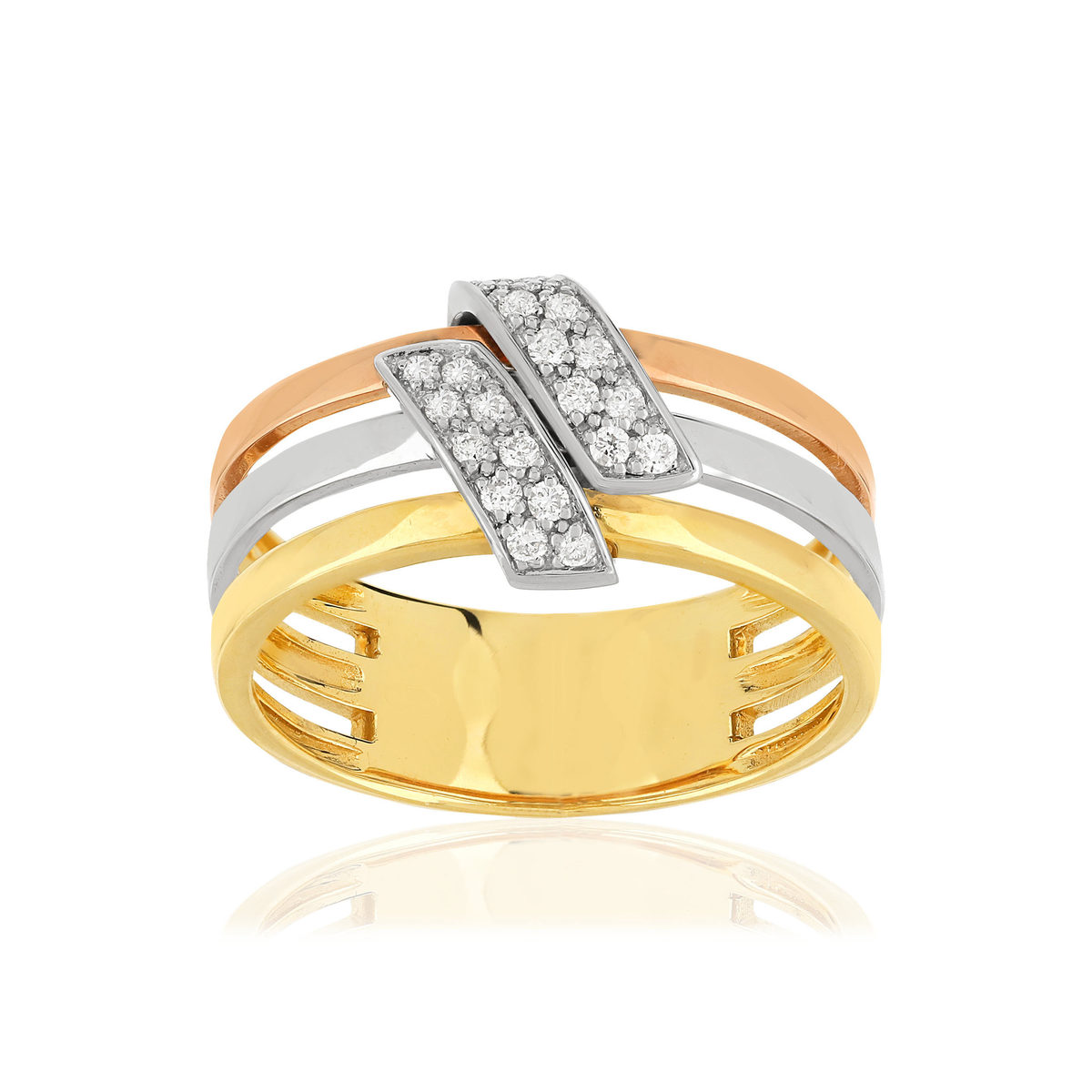 Bague or 750 3 tons diamants