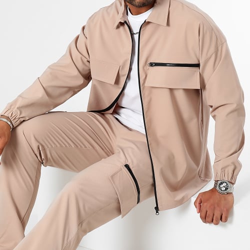 Ensemble Veste Zippée Et Pantalon Cargo 0282 0286 Beige