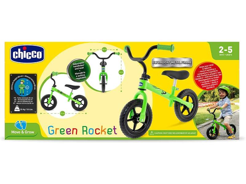 Chicco Kinder-Laufrad Green Rocket Hellgrün Kindervelo ohne Pedalen