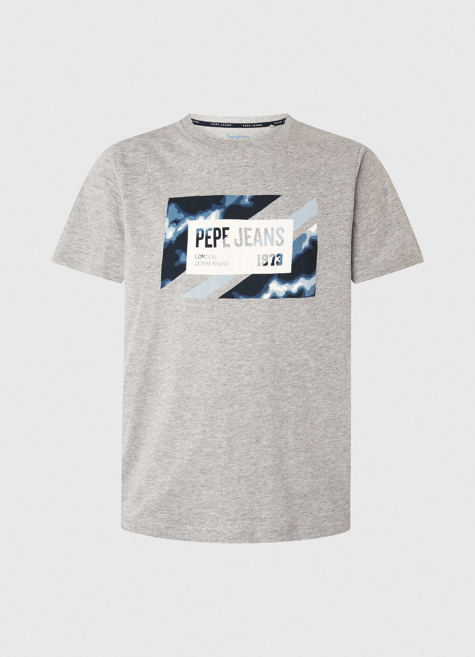 Camiseta de algodão com estampa de bandeira - cinza mescla
