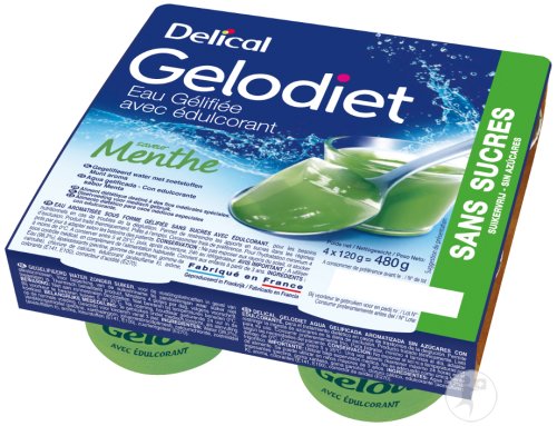 Gelodiet Eau Gélifiée Édulcorée Sans Sucres Menthe 4x120g
