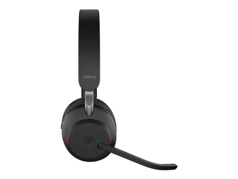 Jabra Evolve2 65 MS Stereo - Headset - på øret - Bluetooth - trådløs - USB-A - støjisolerende - sort - med opladningsstander - Certified for Microsoft Teams