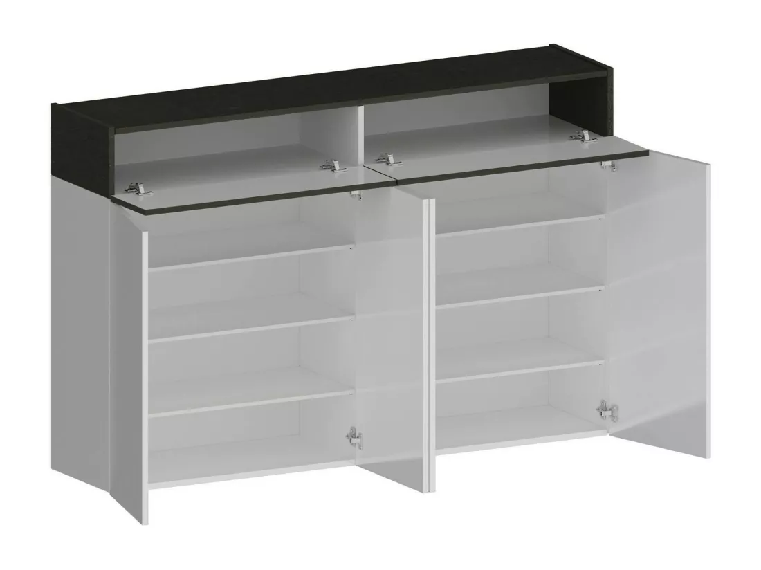 Étagère à chaussures Nadir, meuble à chaussures peu encombrant à 6 portes, armoire d'entrée multifonctionnelle, 154x38h100 cm, Blanc et Ardoise