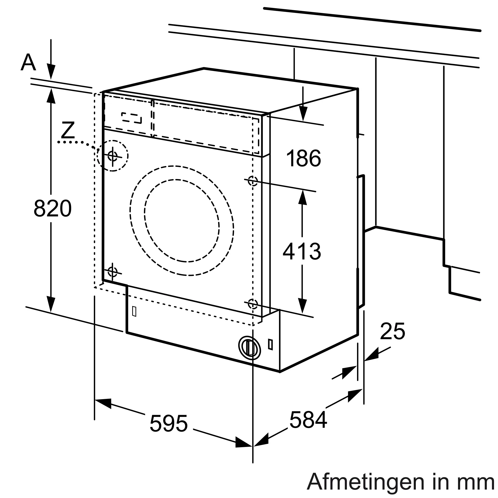 Serie 6 Inbouw was-droogcombinatie 7/4 kg