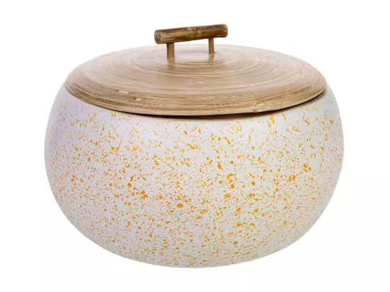 Coffret déco en bambou beige D21x15h cm