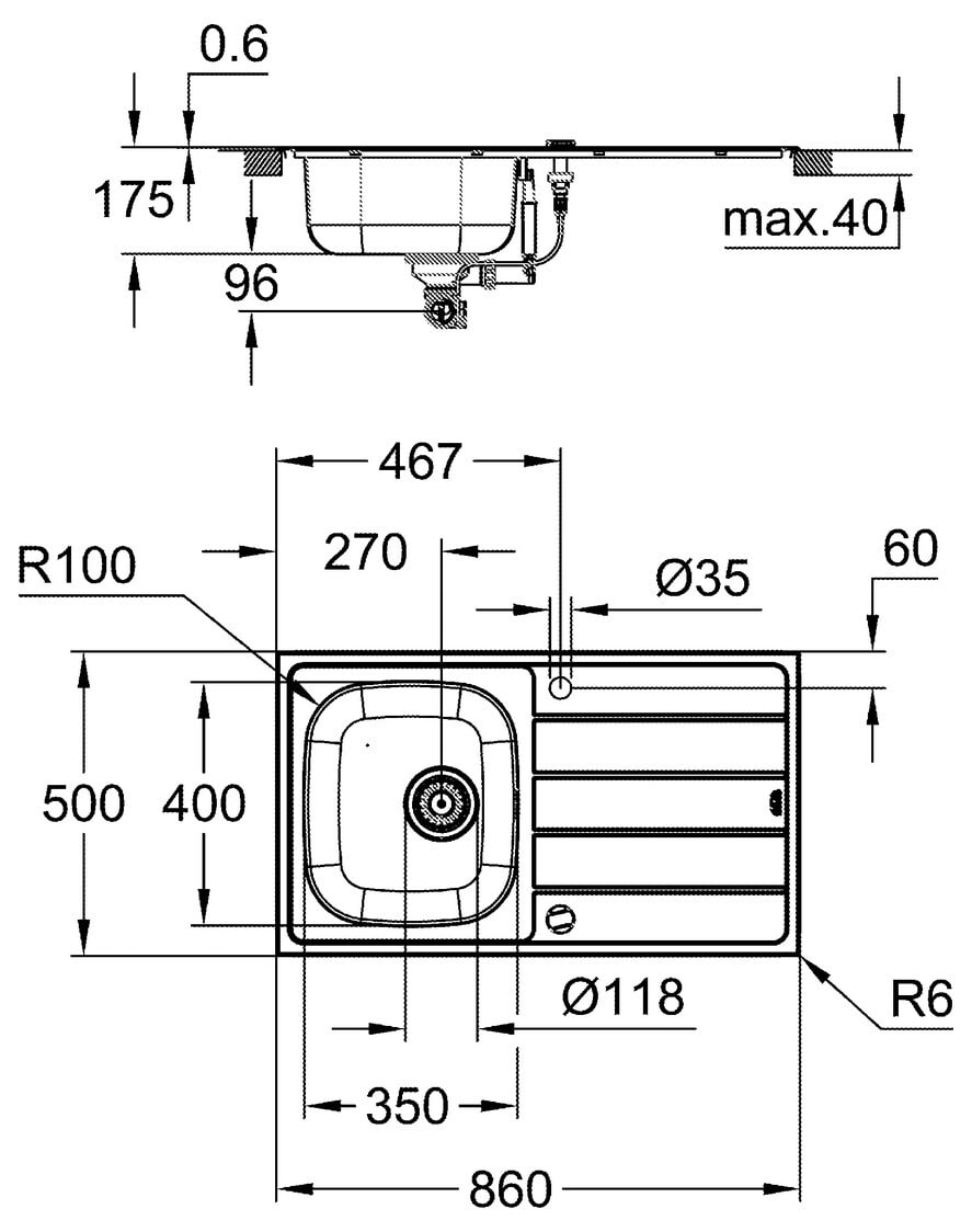 Spülenset Edelstahl GROHE FG31562SD1