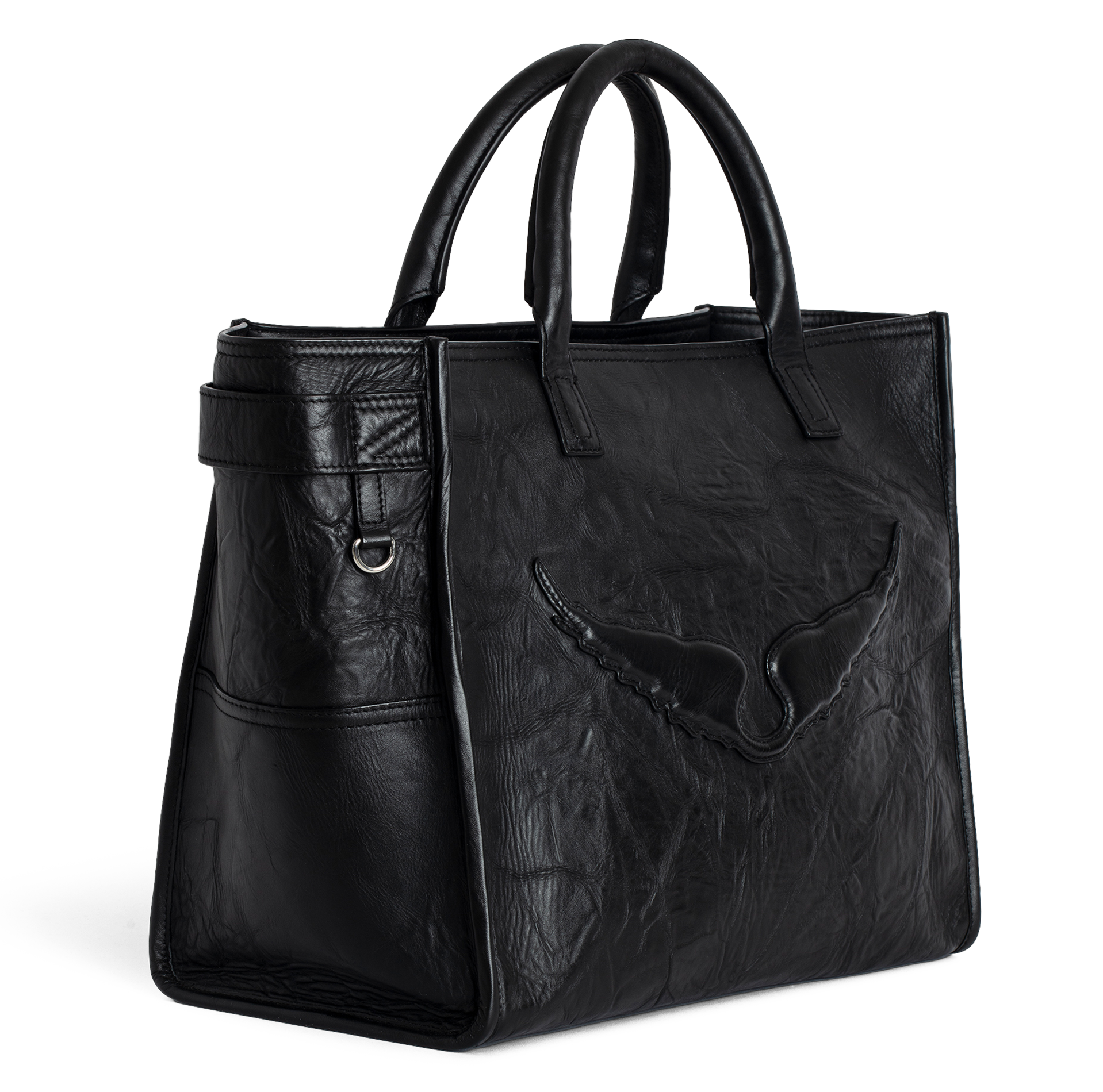 ANGEL - Sac cabas en cuir effet froissé | Noir