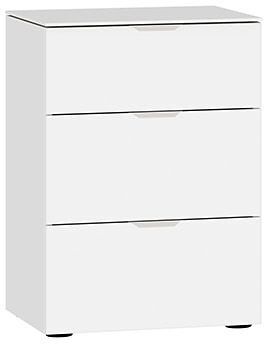 MODUL Nachttisch - Weissglas satiniert / B: 45.0 cm x T: 43.0 cm x H: 65.0 cm