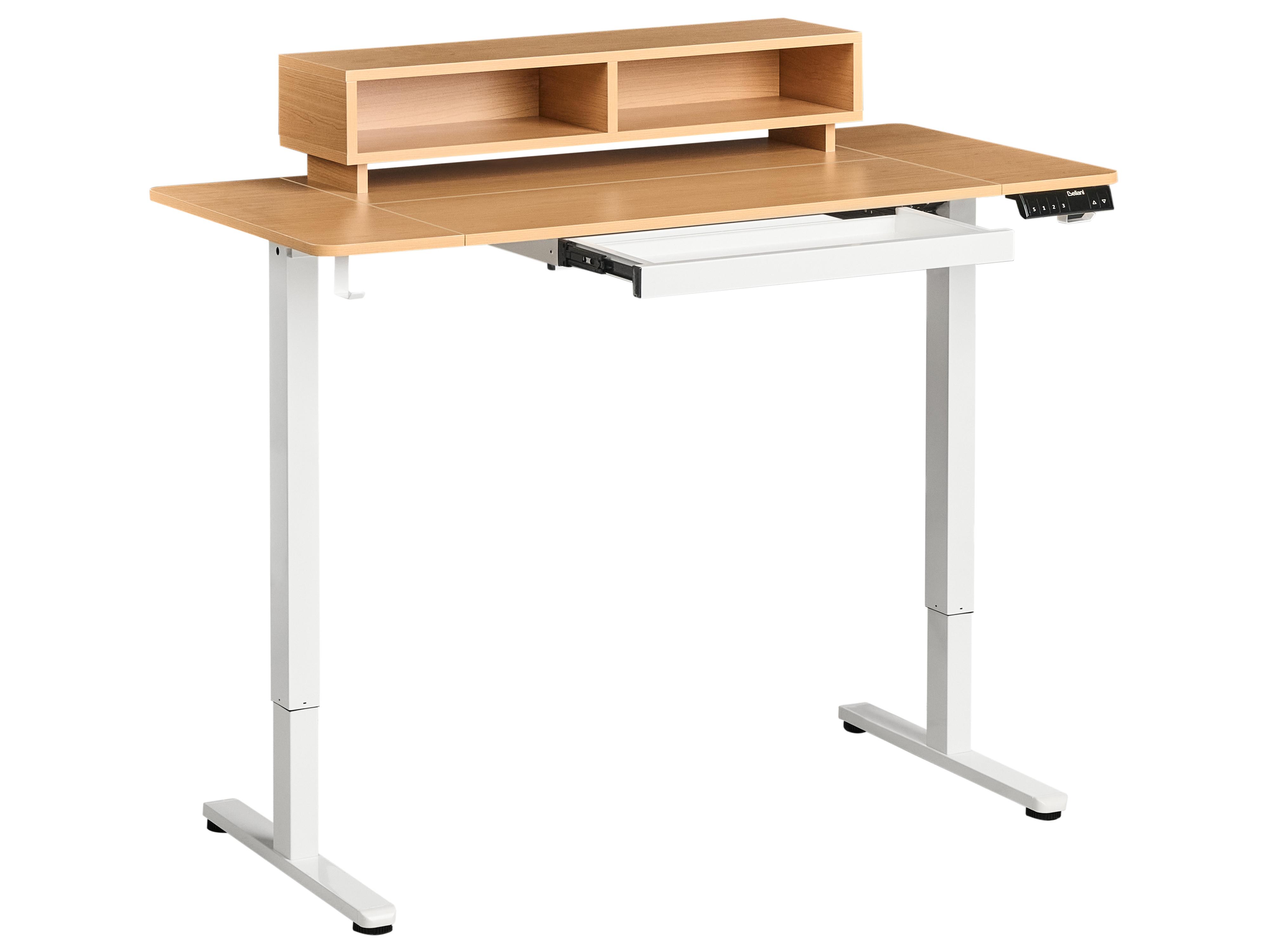 Elektrisch verstelbaar sta-bureau LUCAMA Lichtbruin/wit 120 cm 60 cm met USB-poort
