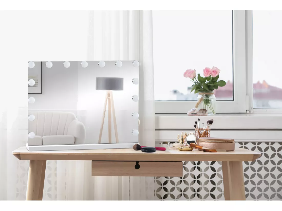 Miroir Led de Maquillage - Plastique & Noir - Blanc - Marlene