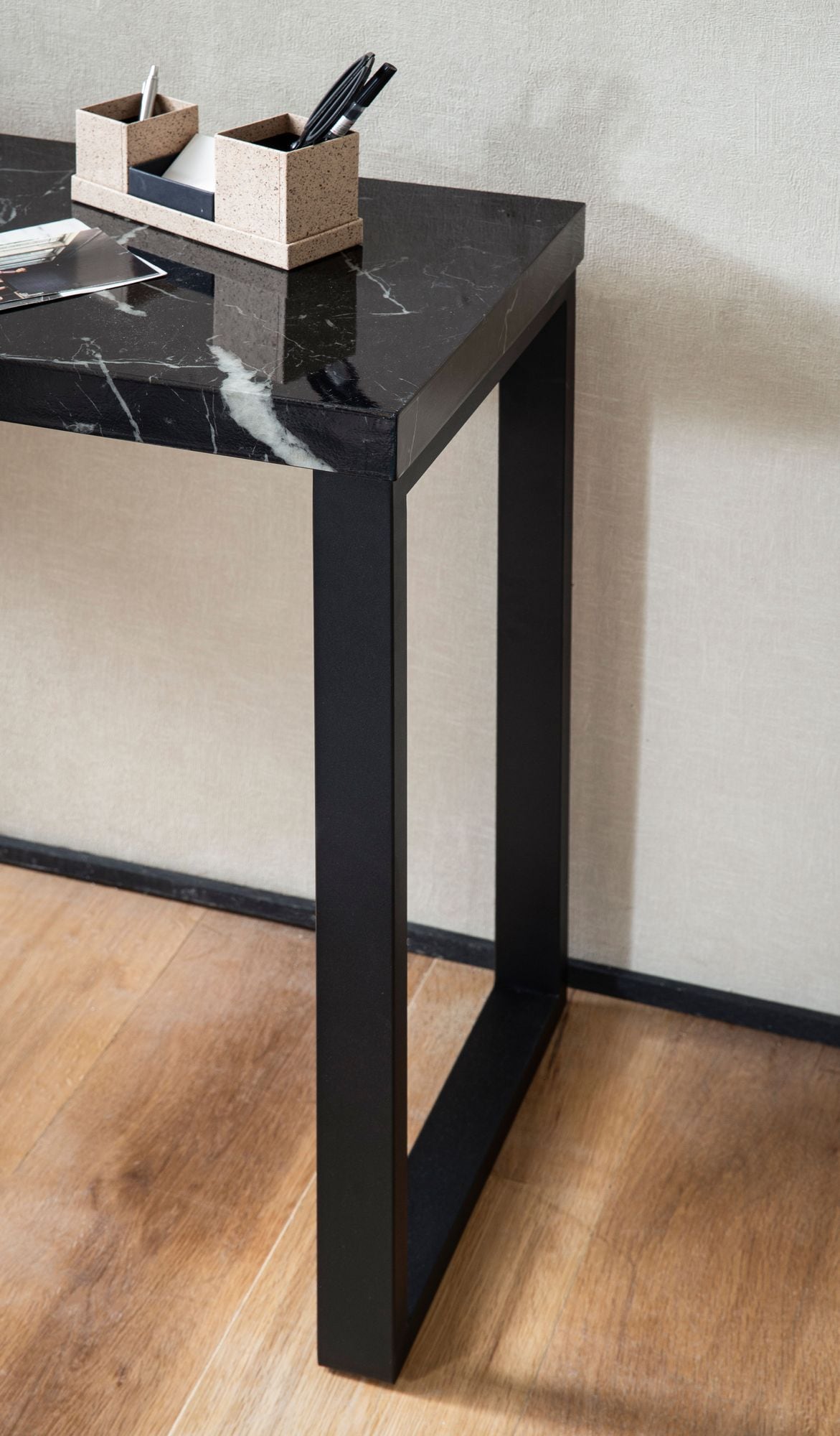 Konsolentisch FineBuy Anrichte 120cm Marmor Optik Flurtisch Schwarz Schreibtisch