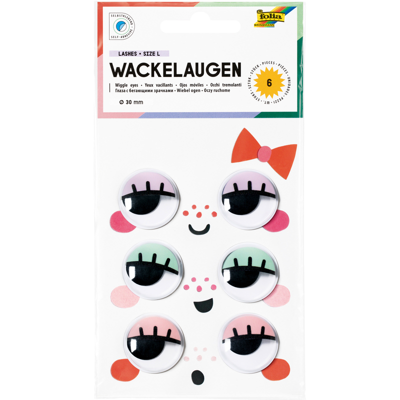 Folia Wackelaugen Lashes L, rosa/mint/lila